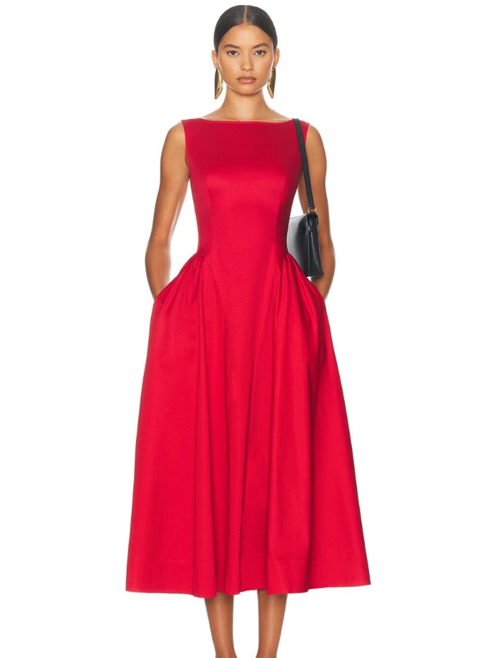 Helsa Stretch Cotton Sateen Midi Dress